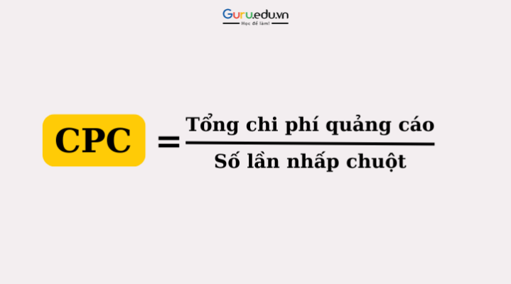 Cách tính chỉ số CPC bằng Tổng chi phí quảng cáo chia cho Số lần nhấp chuột