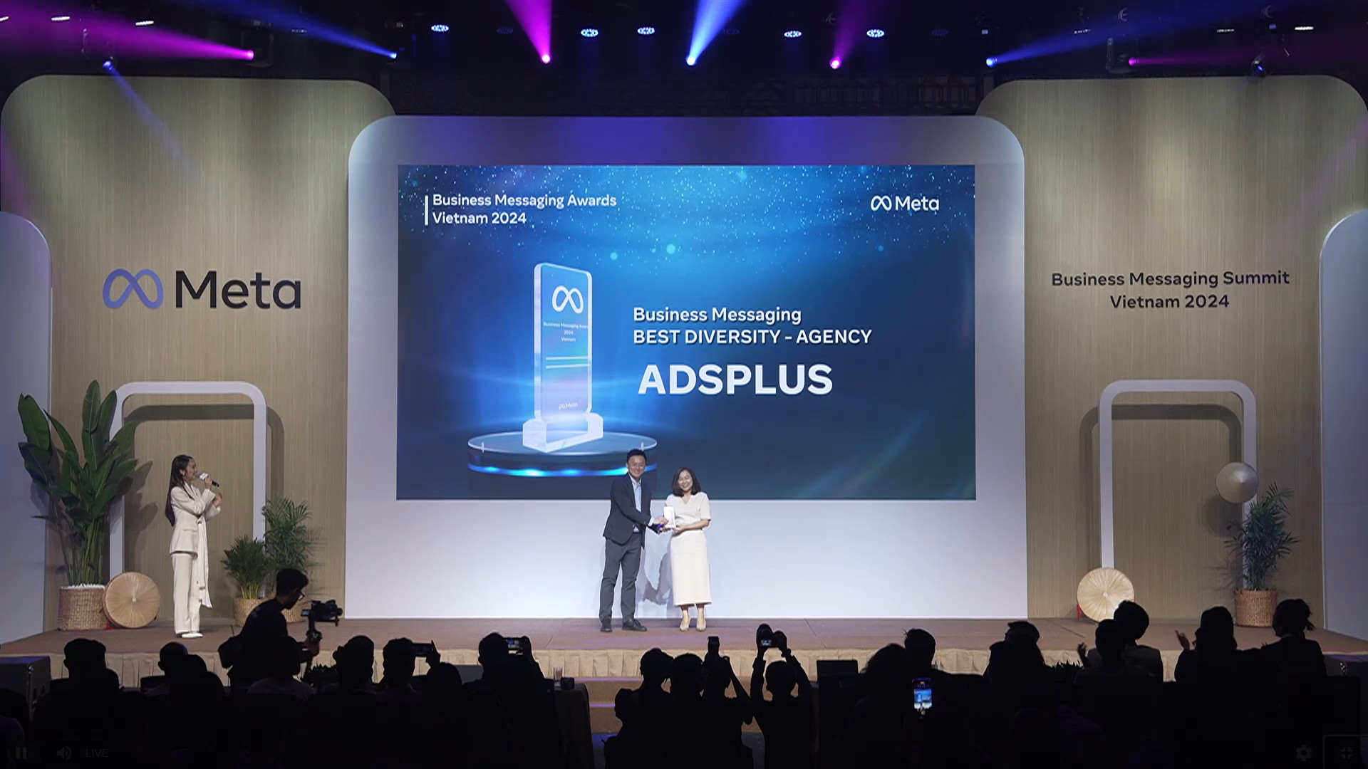 Adsplus tiếp tục được Meta vinh danh tại Business Messaging Awards Vietnam 2024 ở hạng mục Best Diversity - Agency.