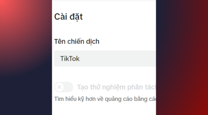 Đặt tên chiến dịch chạy quảng cáo TikTok