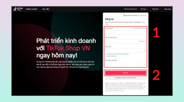 Tạo tài khoản TikTok Shop