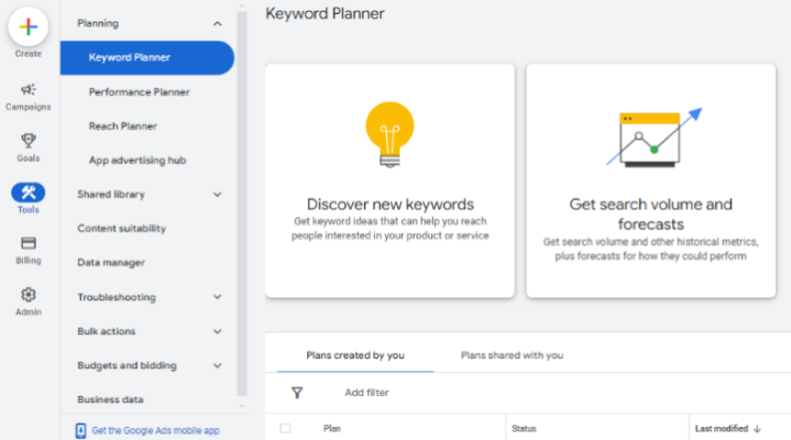 Công cụ Google Keyword Planner tìm kiếm từ khóa miễn phí dễ dàng được cung cấp bởi Google